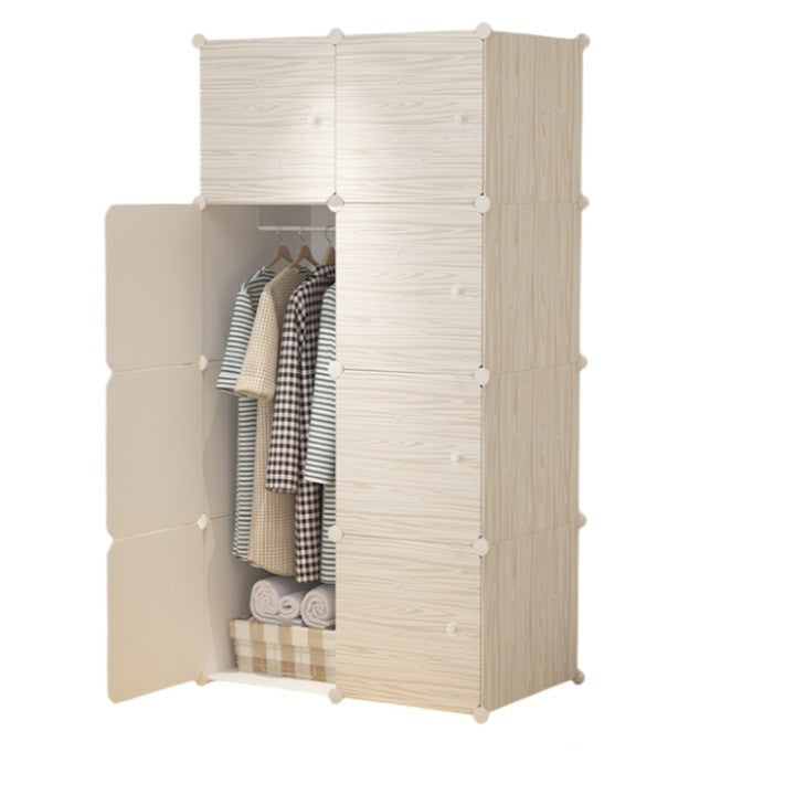 Dulap modular pentru copii, alb, 8 rafturi, durabil, 76X37X147 cm , crem simplu